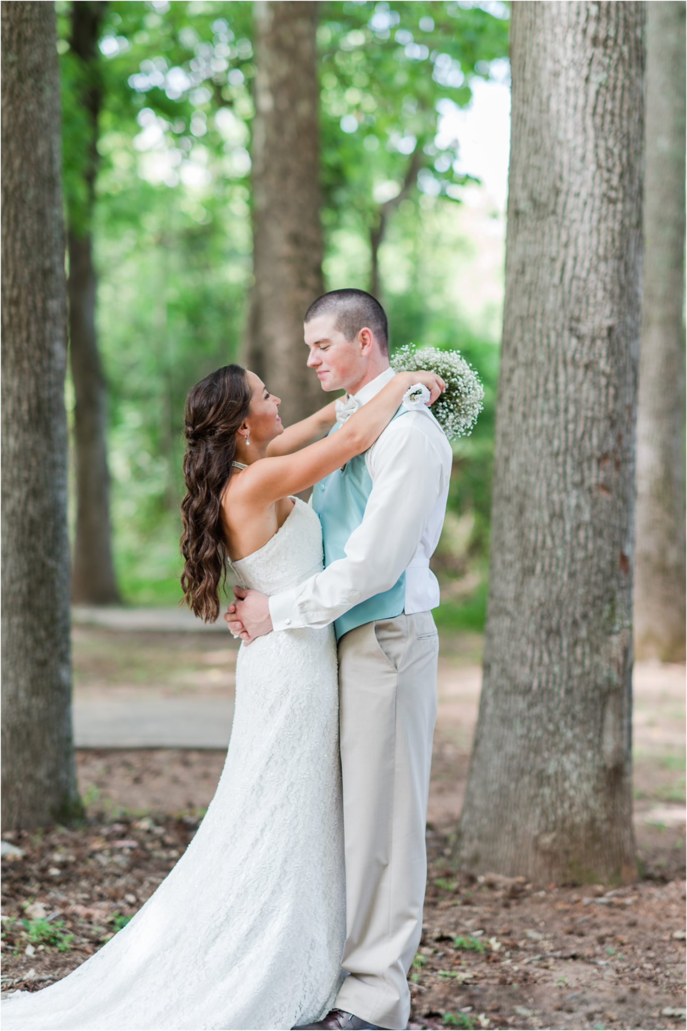 Bride and Groom photo in the woods.