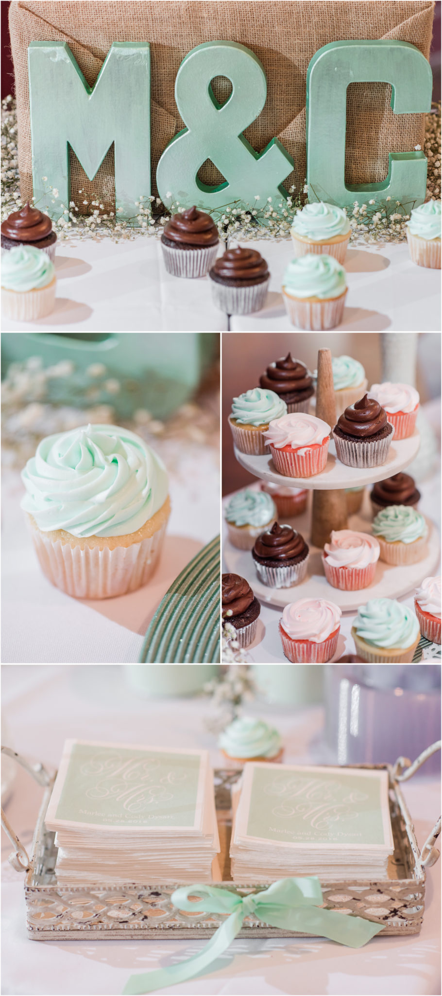 Mint and Pink wedding cupcakes 