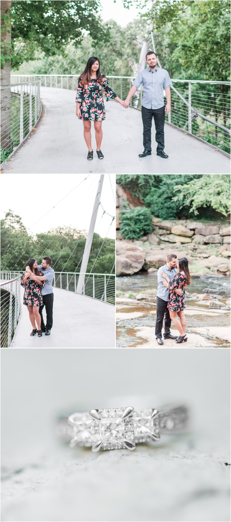 Summer sunrise engagement in downtown Greenville South Carolina