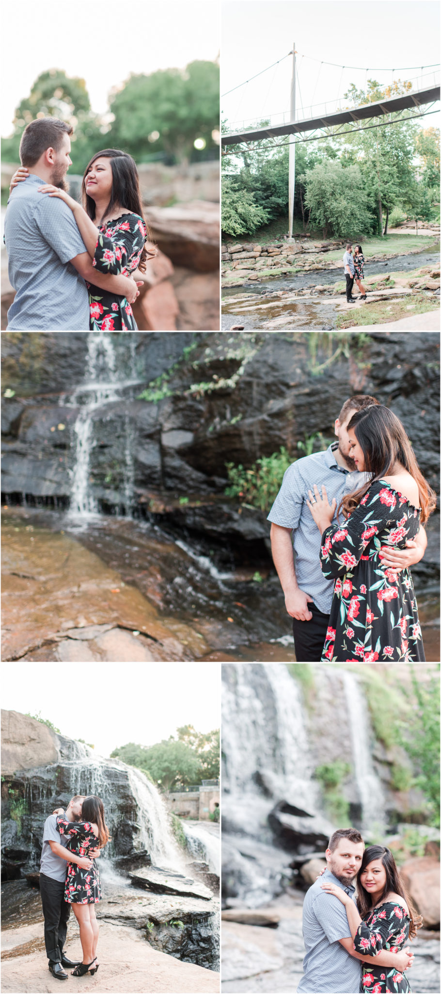 Summer sunrise engagement in downtown Greenville SC