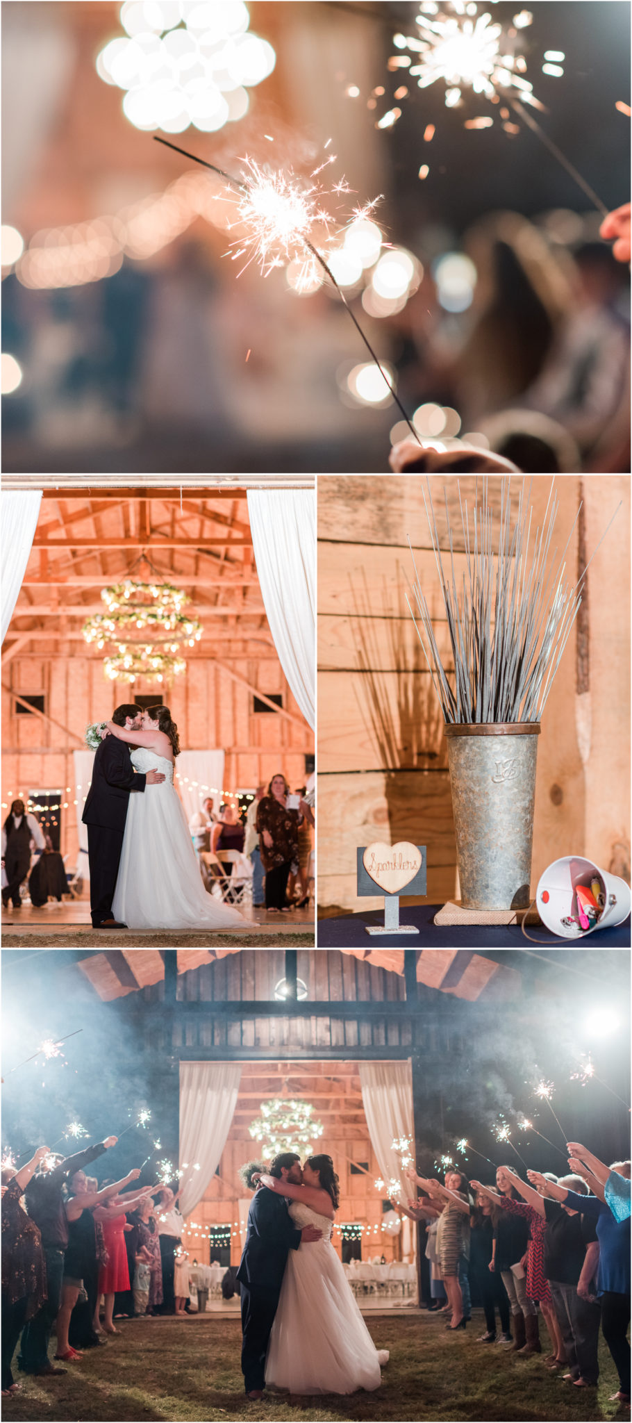 A Summer Wedding at the Barn at Greene Acres in Anderson SC Sparkler Exit