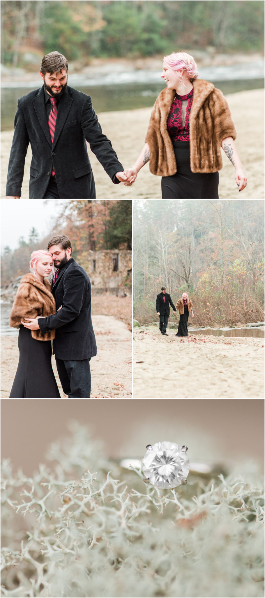 Fall Brown Mountain Beach Resort Engagement Session in Collettsville, NC