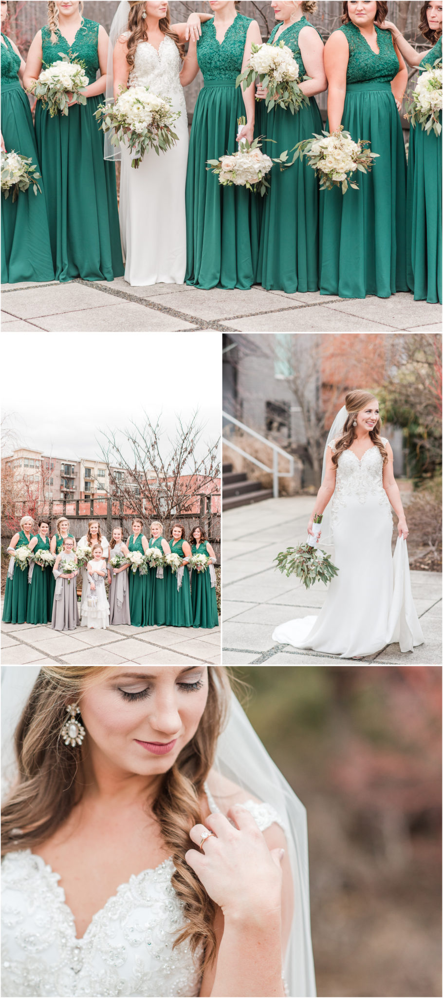A Zen Greenville Wedding in SC Green Bridesmaid Portraits