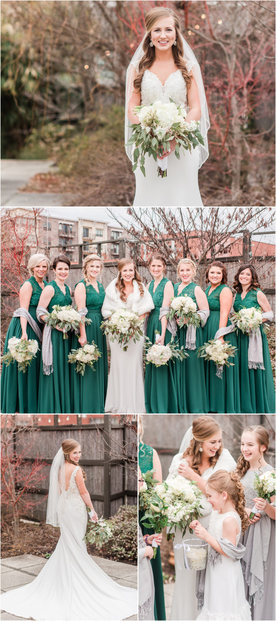 A Winter Zen Greenville Wedding in SC Green Bridesmaid Dresses