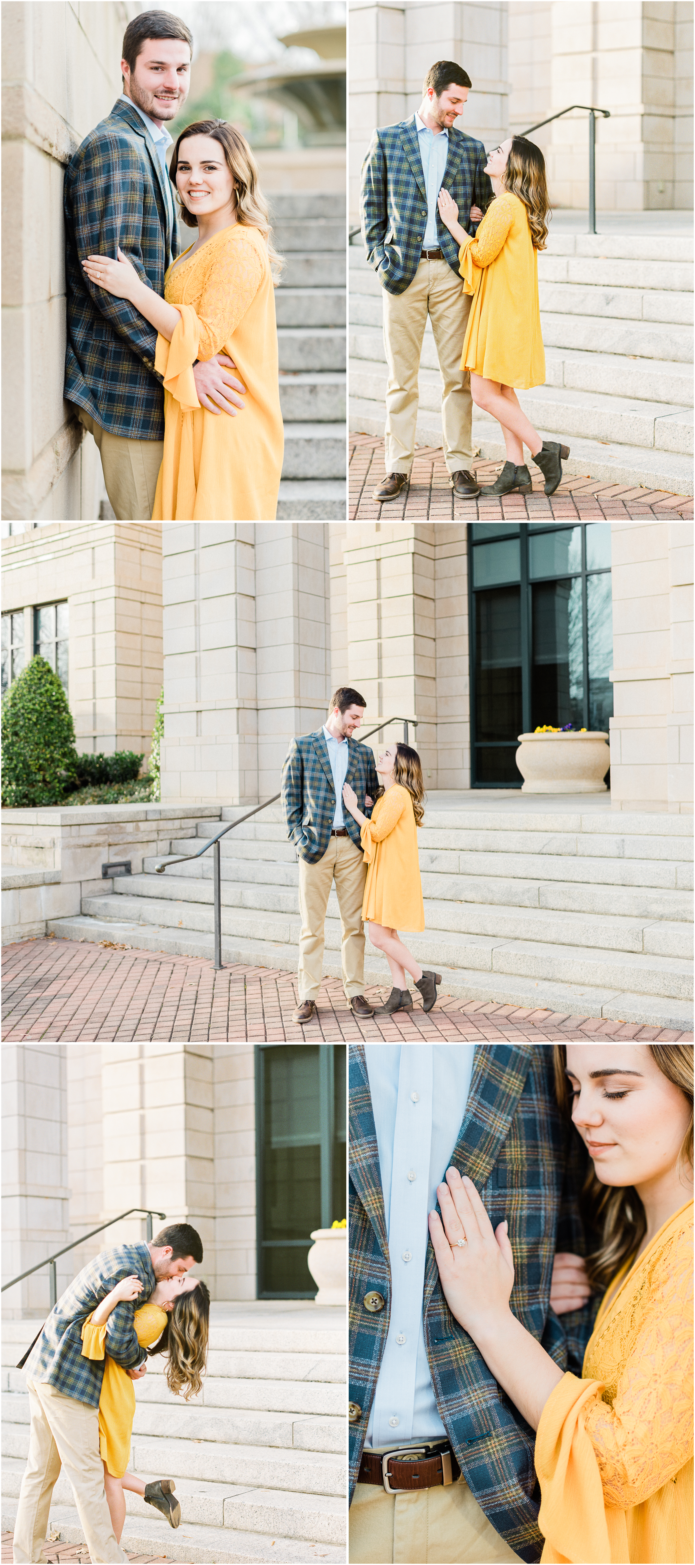 Downtown winter Spartanburg engagement session 