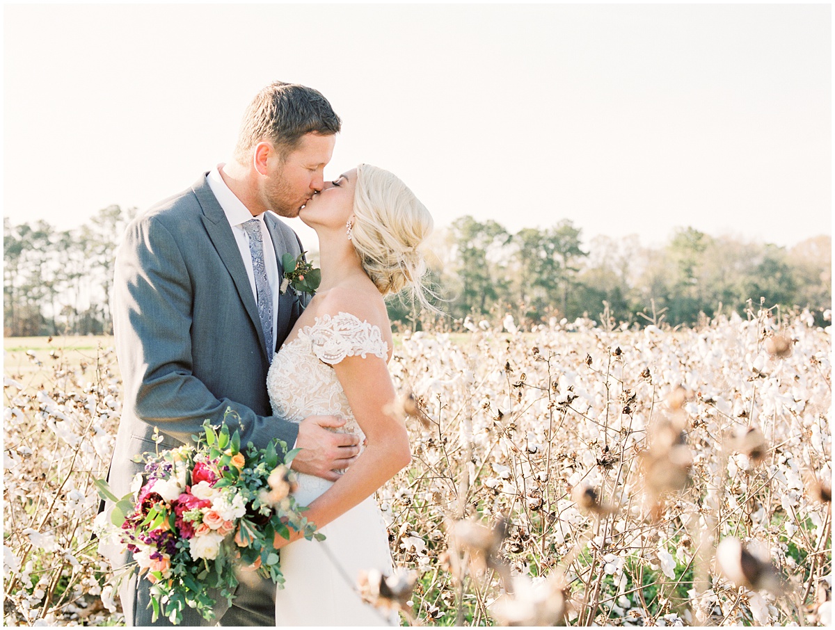 Boone Hall Plantation wedding Bride and Groom cotton field portraits