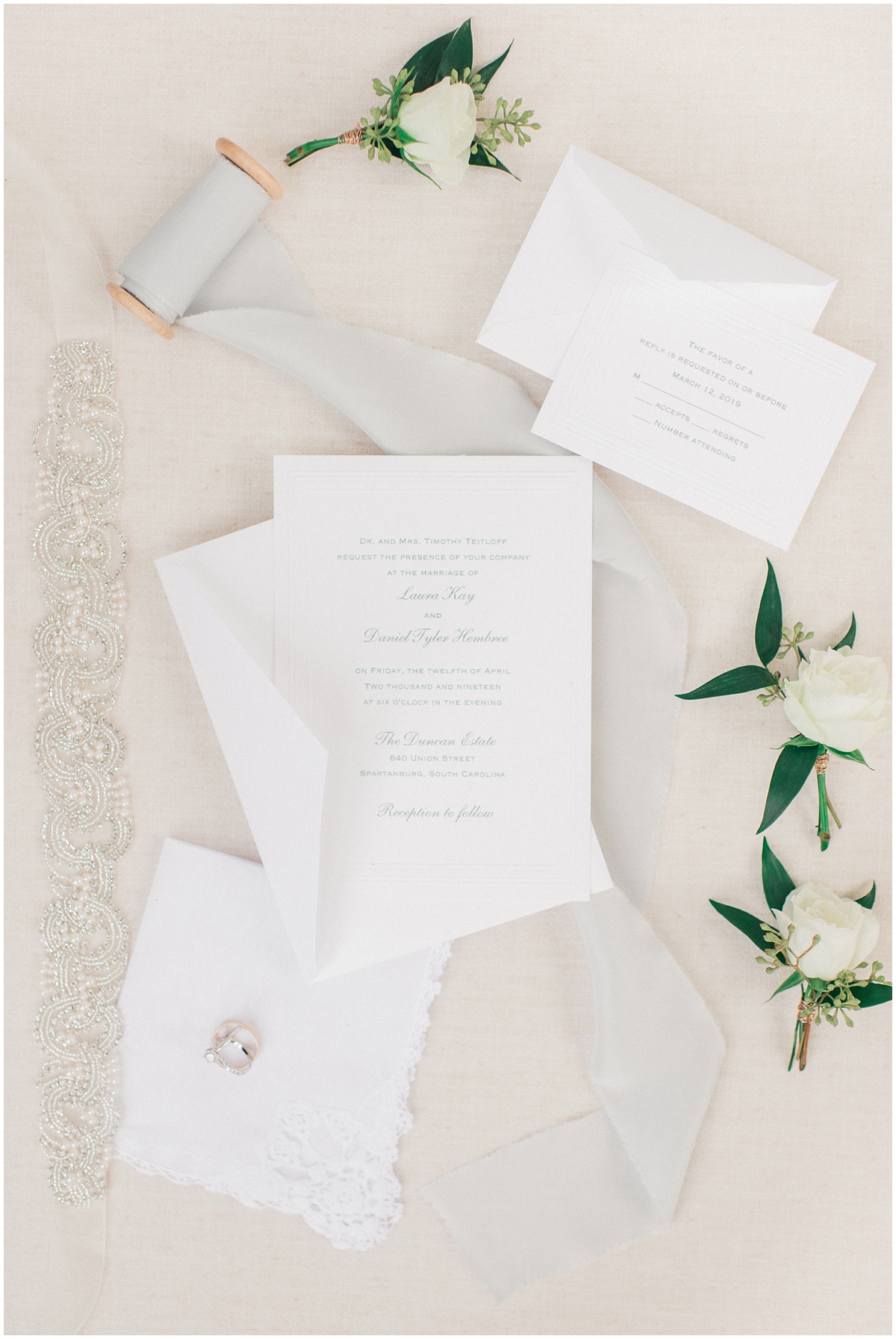 Light blue inspired wedding invitation suite