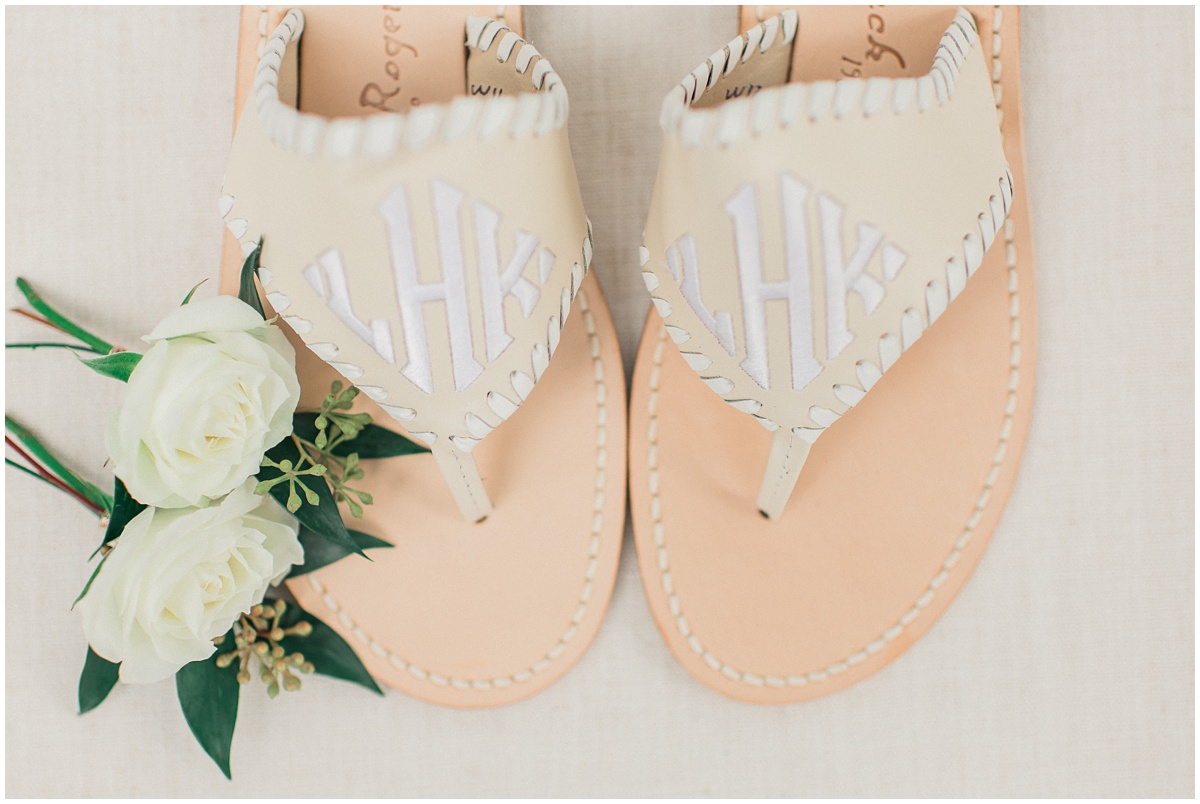 Monogram wedding shoes for the bride