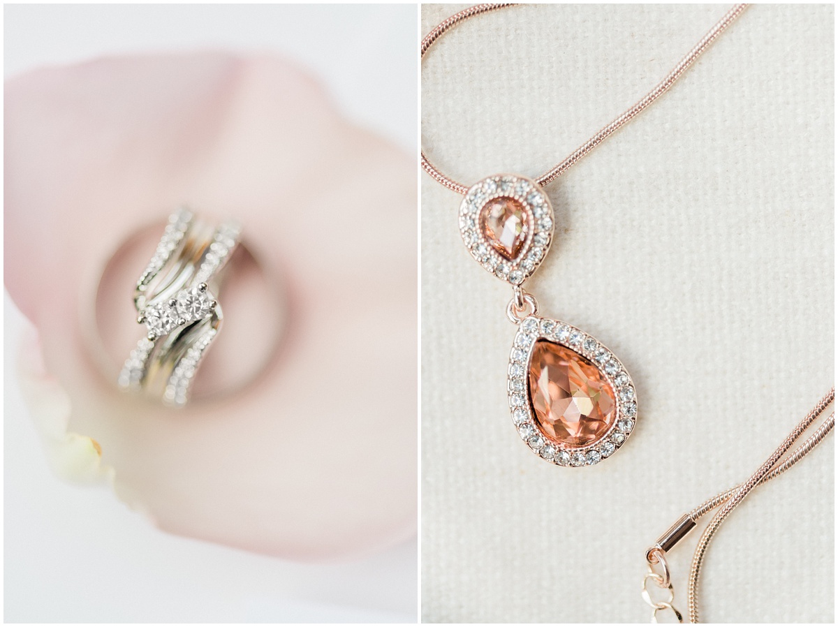 Dusty rose inspired bridal jewelry