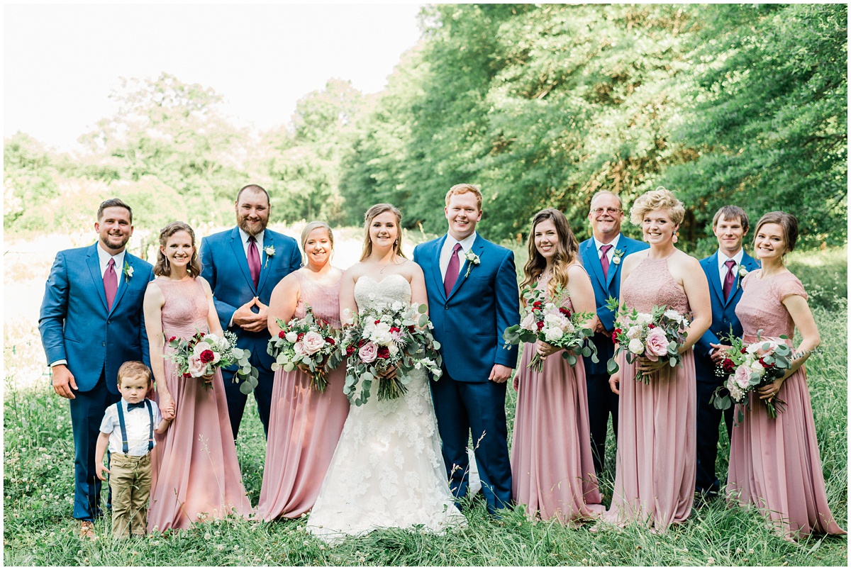 Dusty rose and navy bridal party