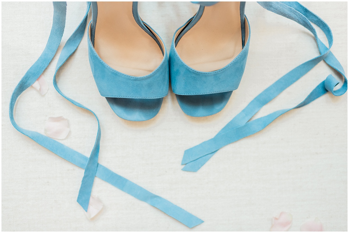 Blue wedding shoes for the bride