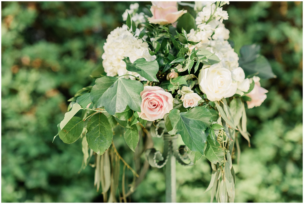 Blush floral arrangement for wedding