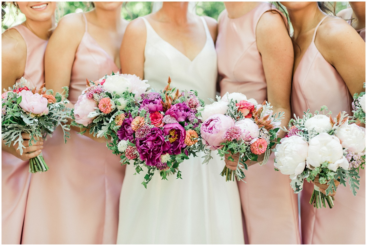 Bright pink wedding bouquets