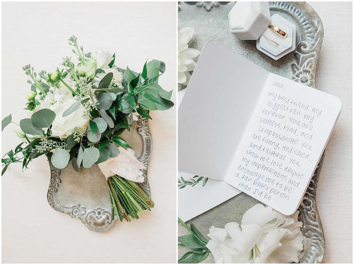 Green and Ivory wedding bridal details