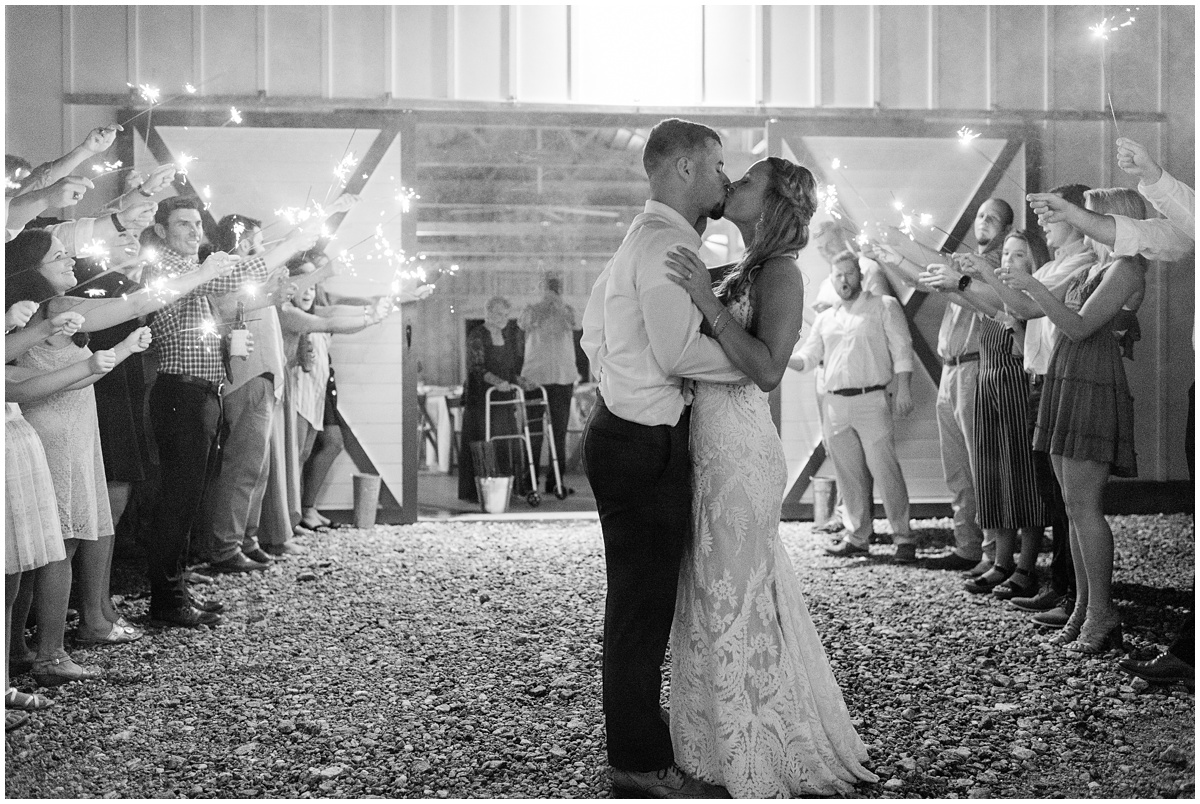 Sparkler barn wedding exit