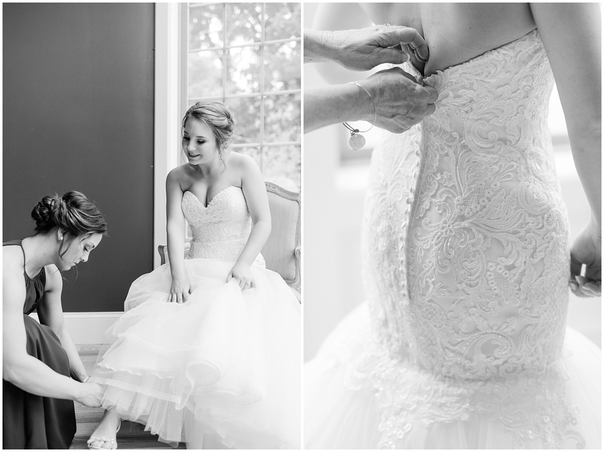 Black and white wedding getting ready photos