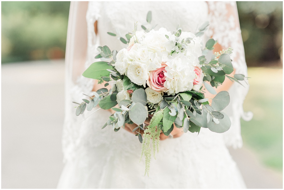 blush and ivory bridal bouquet with eucalyptus