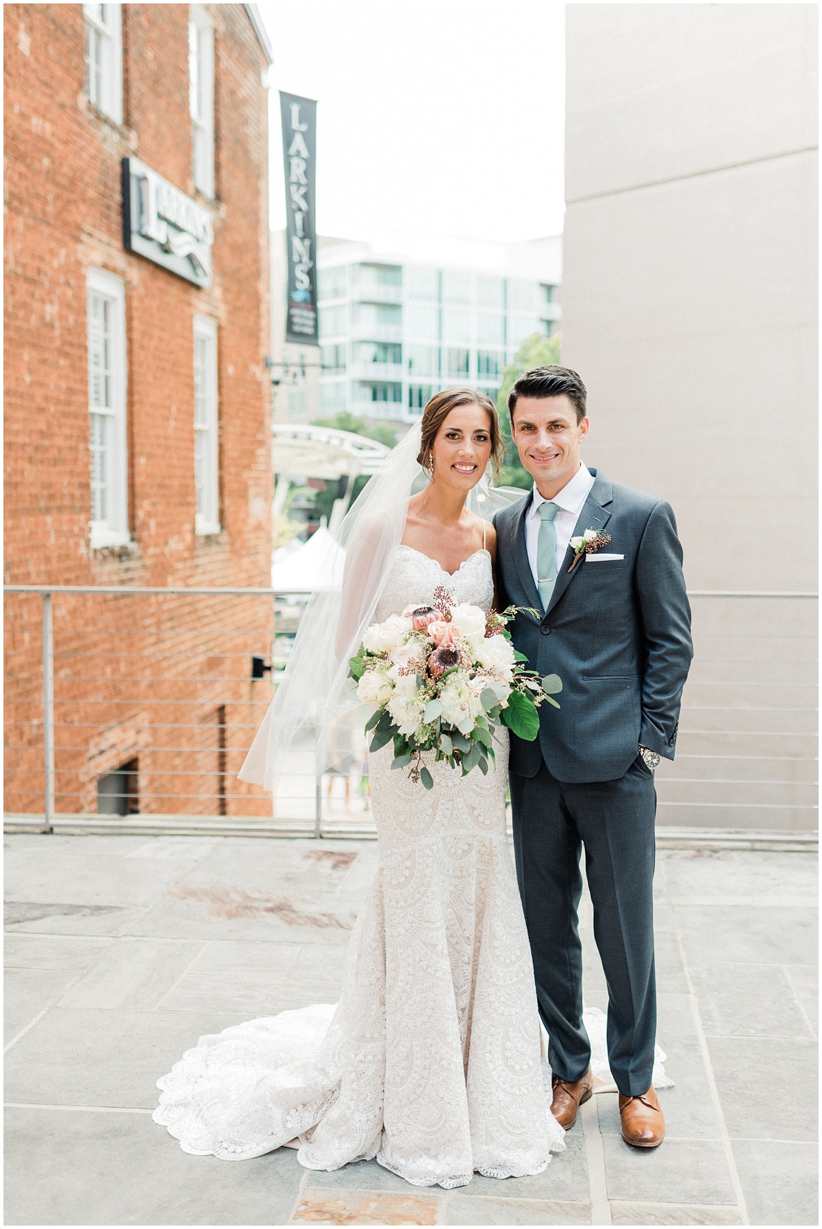 Larkins downtown Greenville wedding | Bride and Groom photos