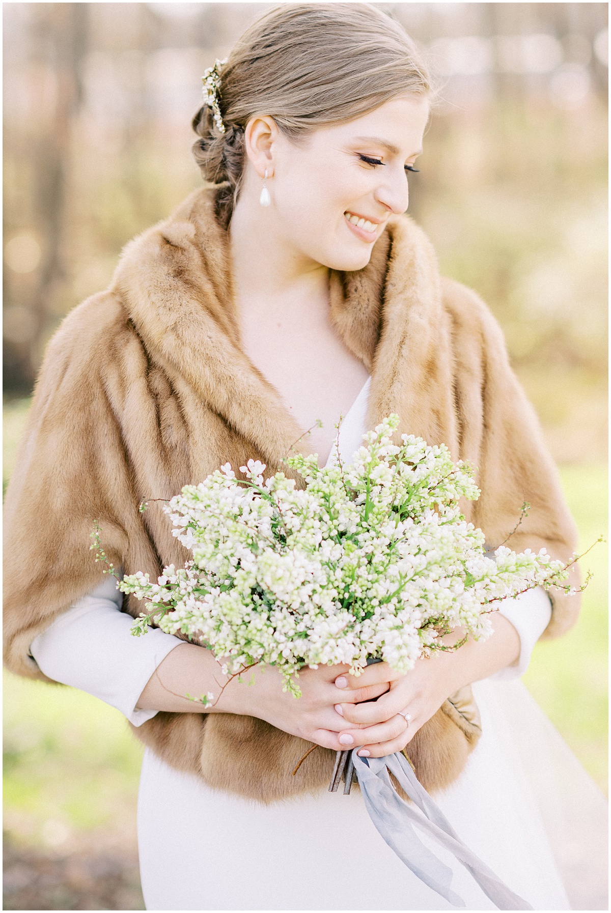 Winter Wedding Bride with fur wrap