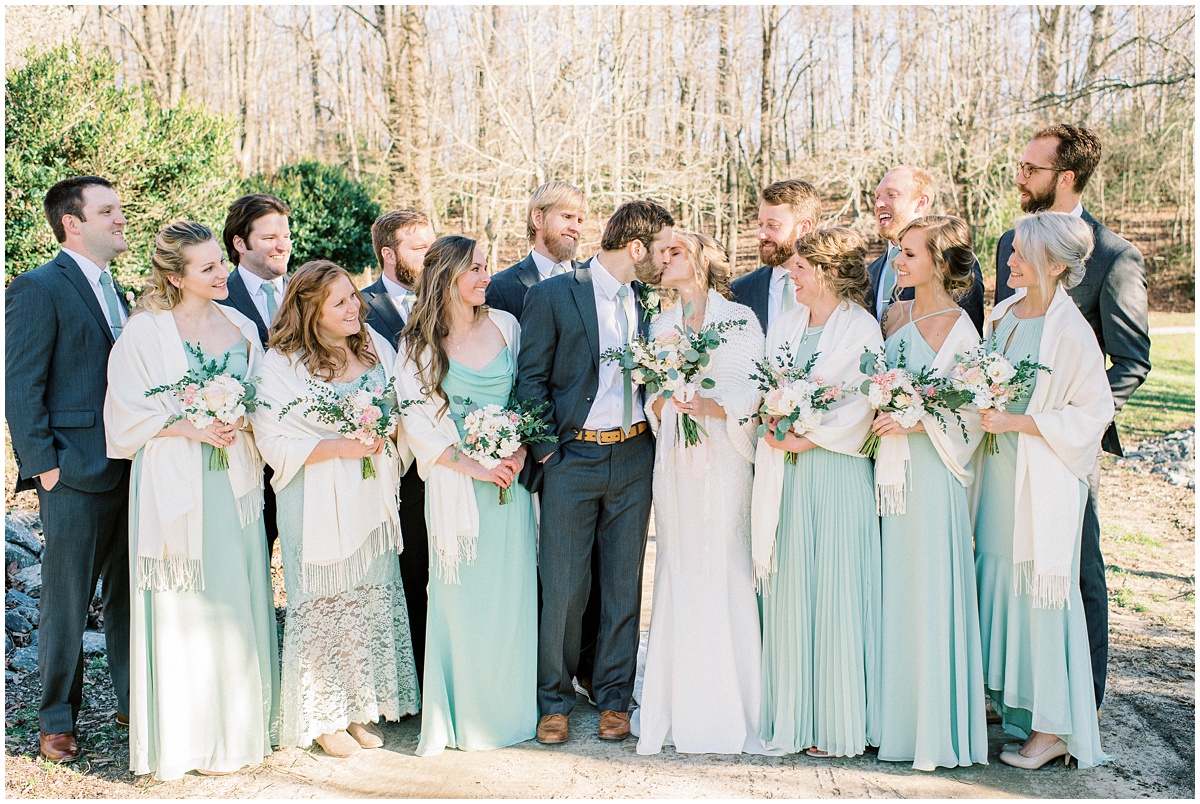 Pastel colored bridal party