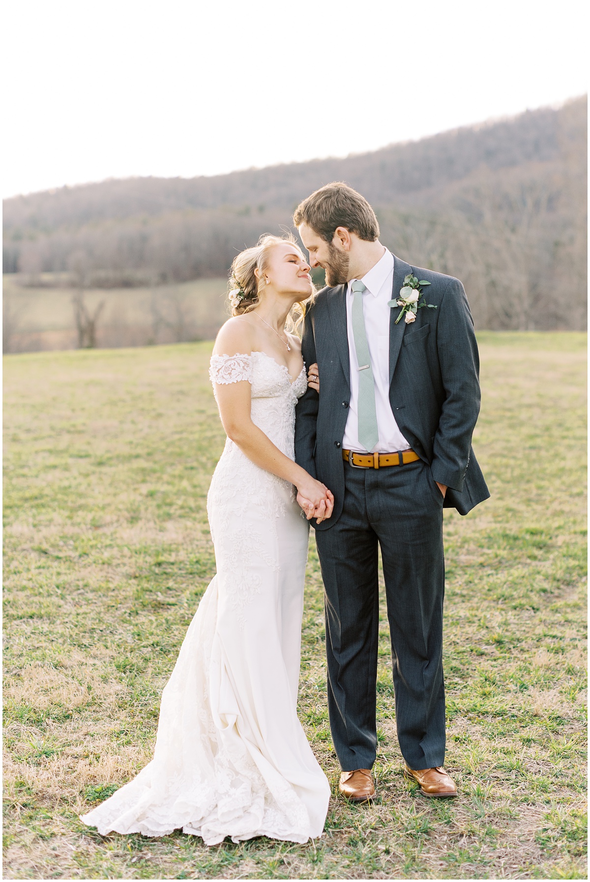Jeter Mountain Farm wedding bride & groom sunset photos