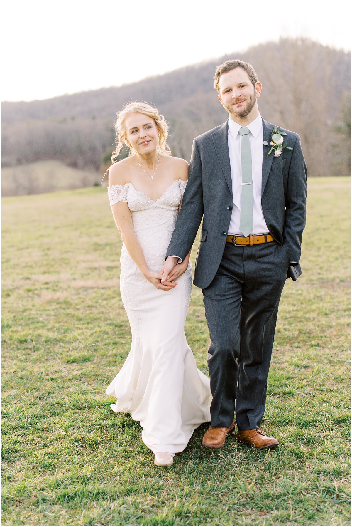 Jeter Mountain Farm wedding bride & groom sunset photos