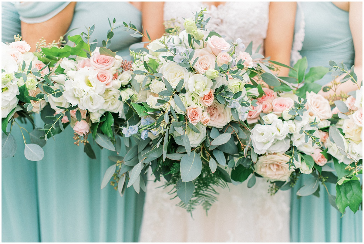 Blush and greenery inspired bridal bouquets