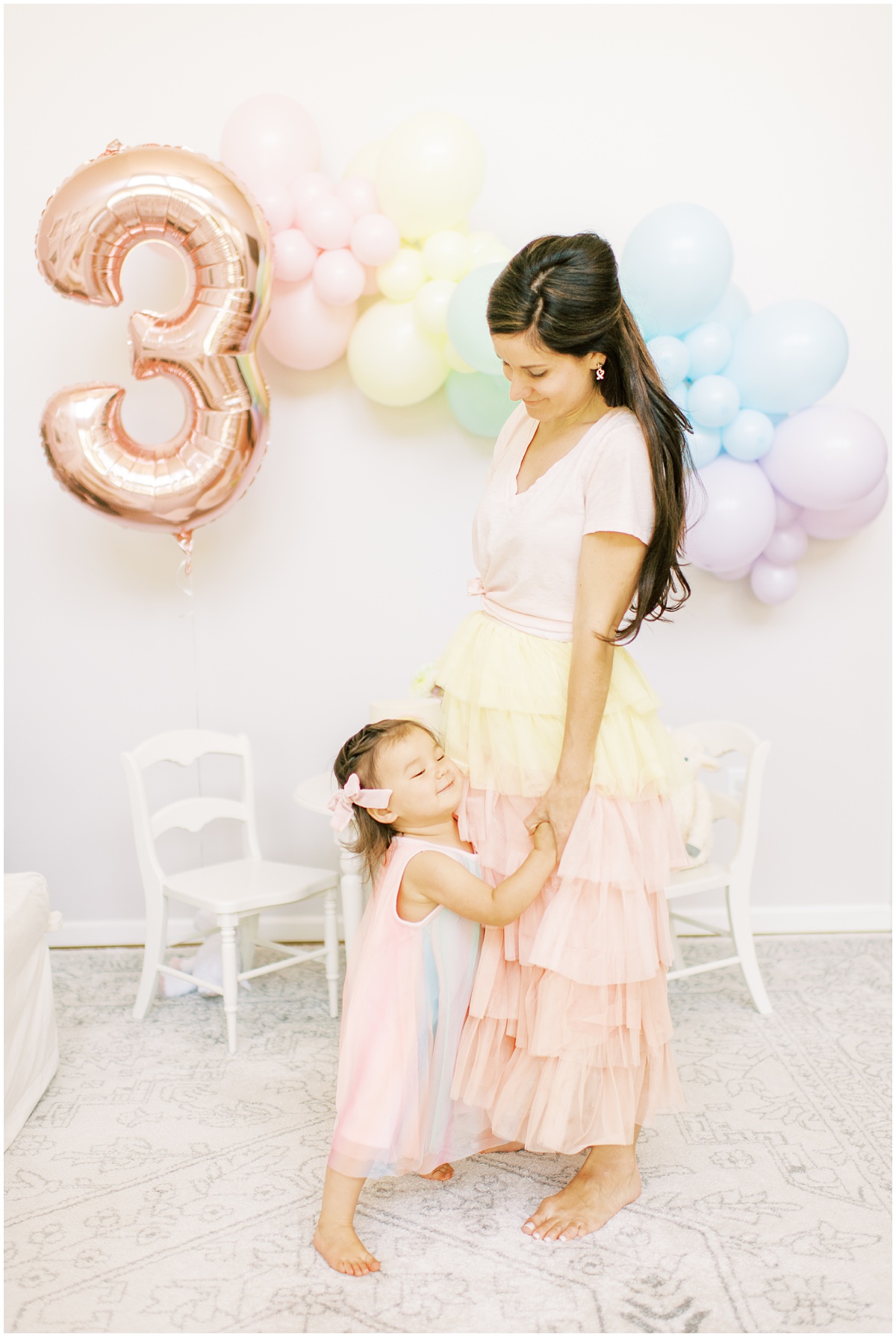 Mommy daughter pastel rainbow party