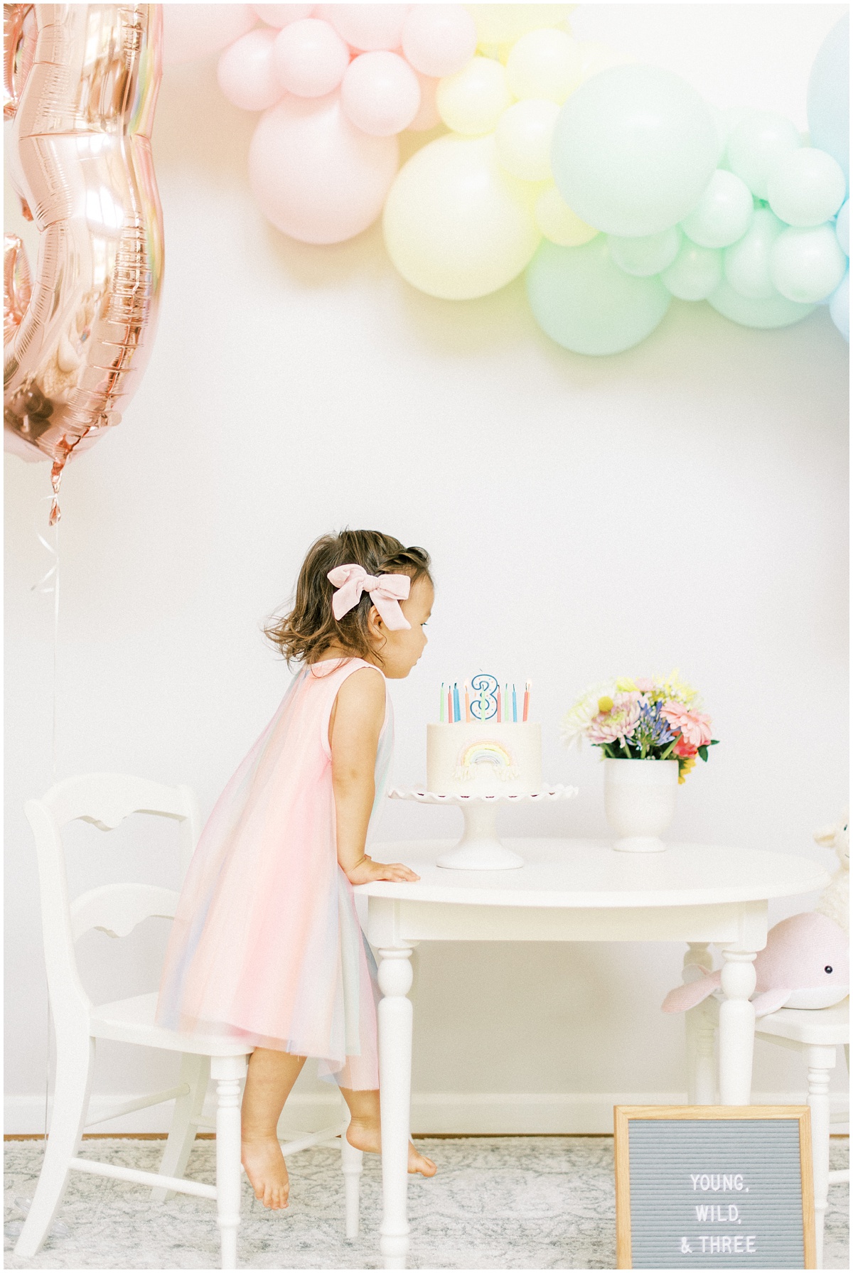 Pastel colored birthday party for 3 year old girl