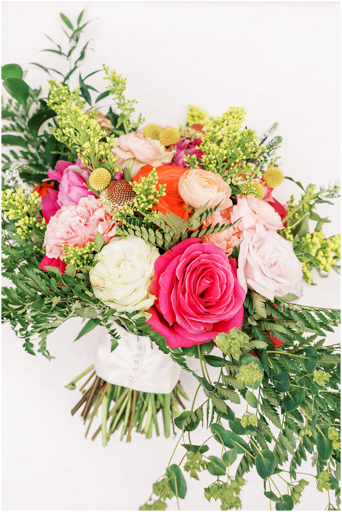 Bright peach and pink wedding bouquet