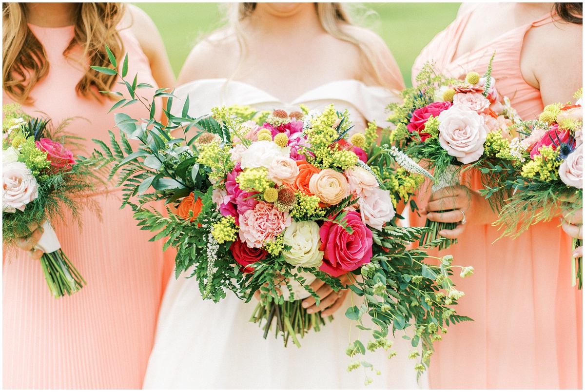 Bright colored wedding bouquets, summer wedding colors