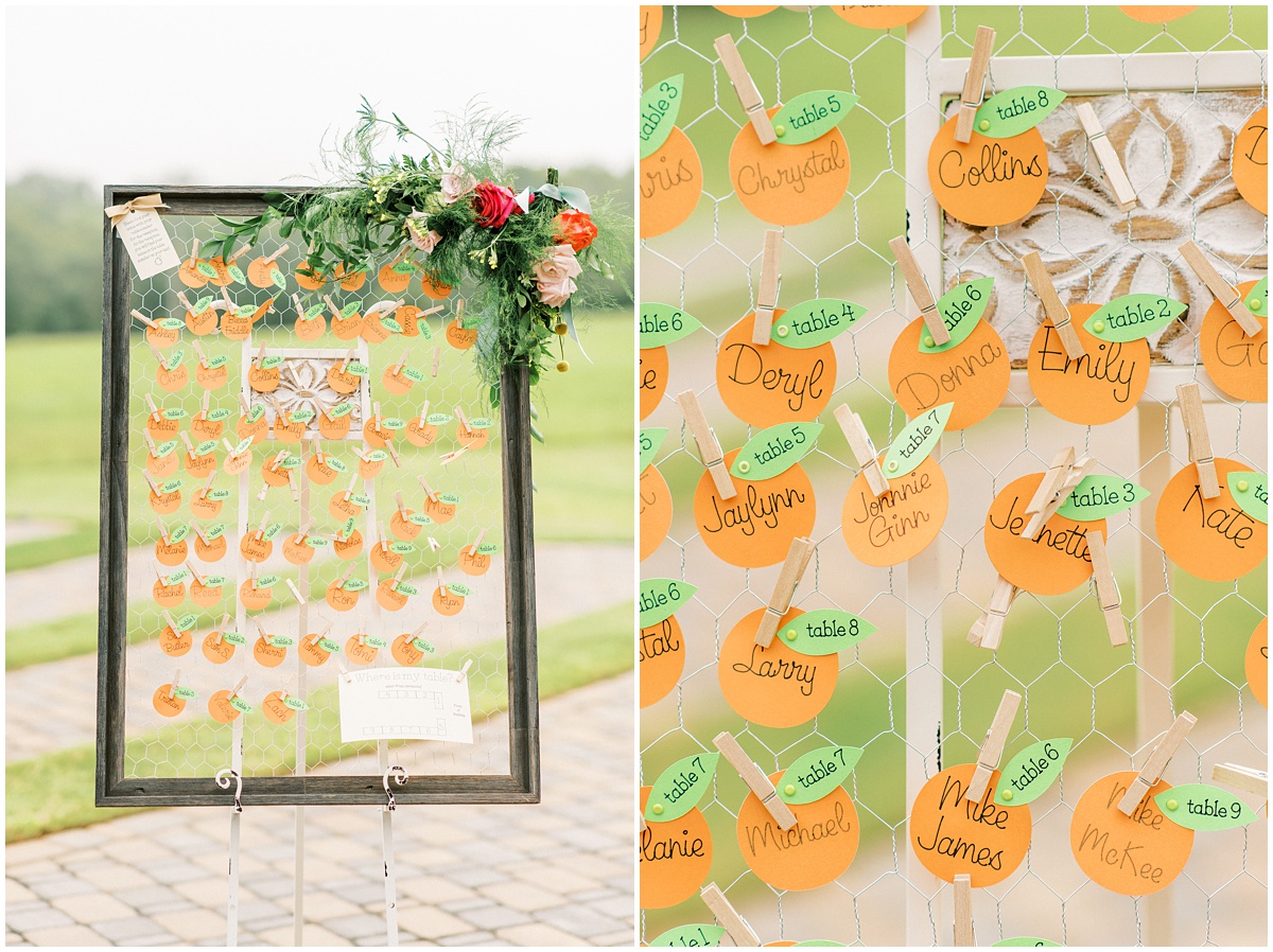 Peach wedding reception details