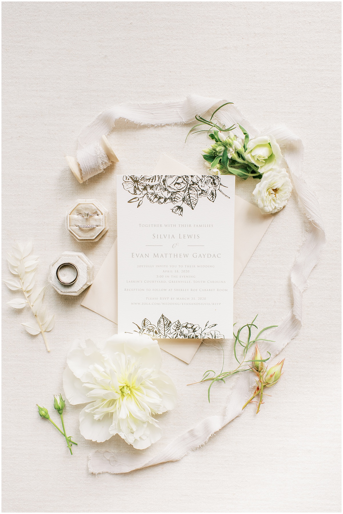 Fine art wedding details ivory wedding invitation suite