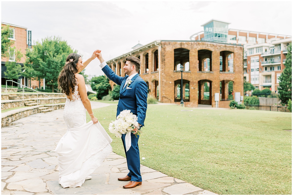 Fine art bride and groom photos in downtown Greenville, SC