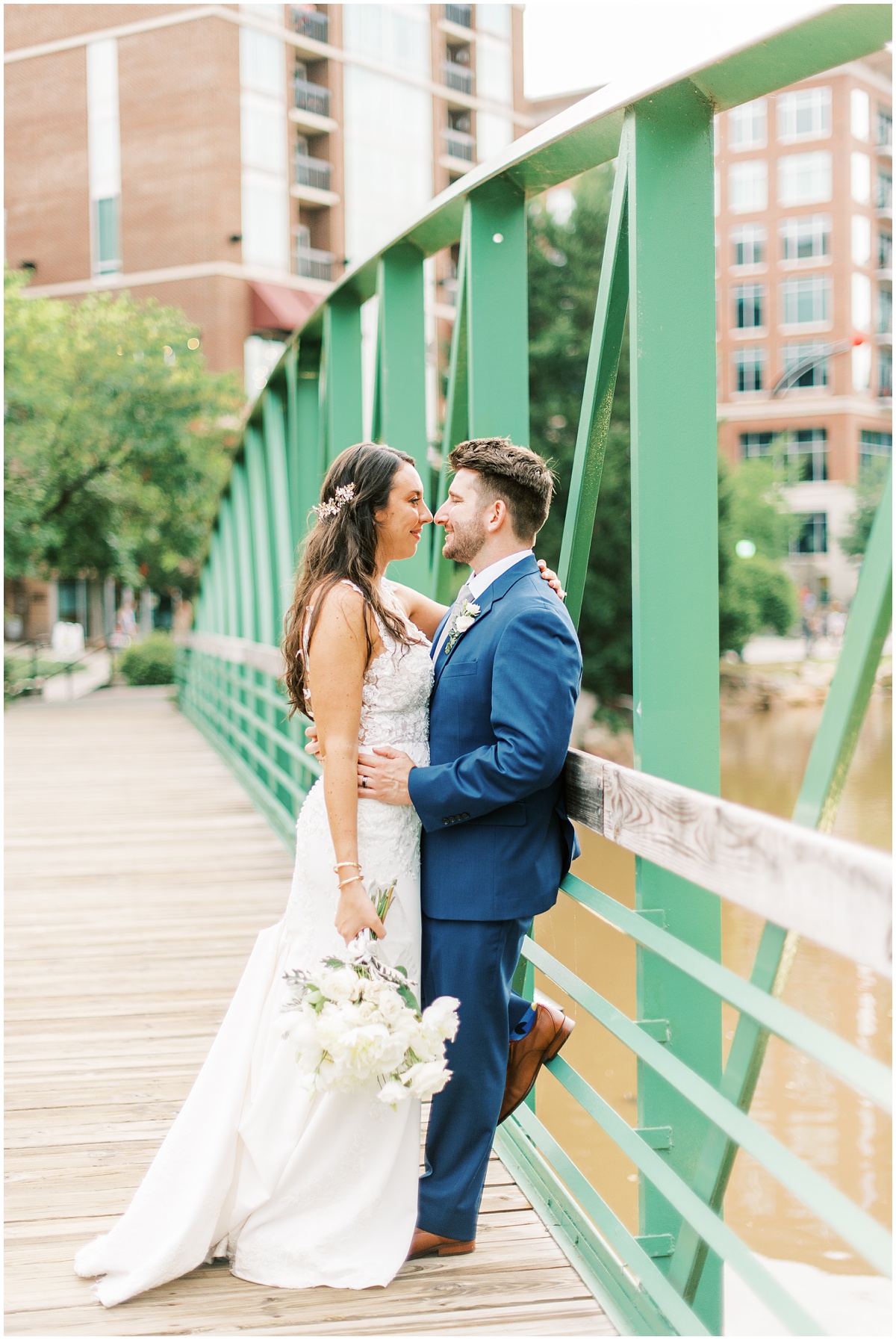 Downtown Larkins Greenville Wedding Bride and Groom Photos