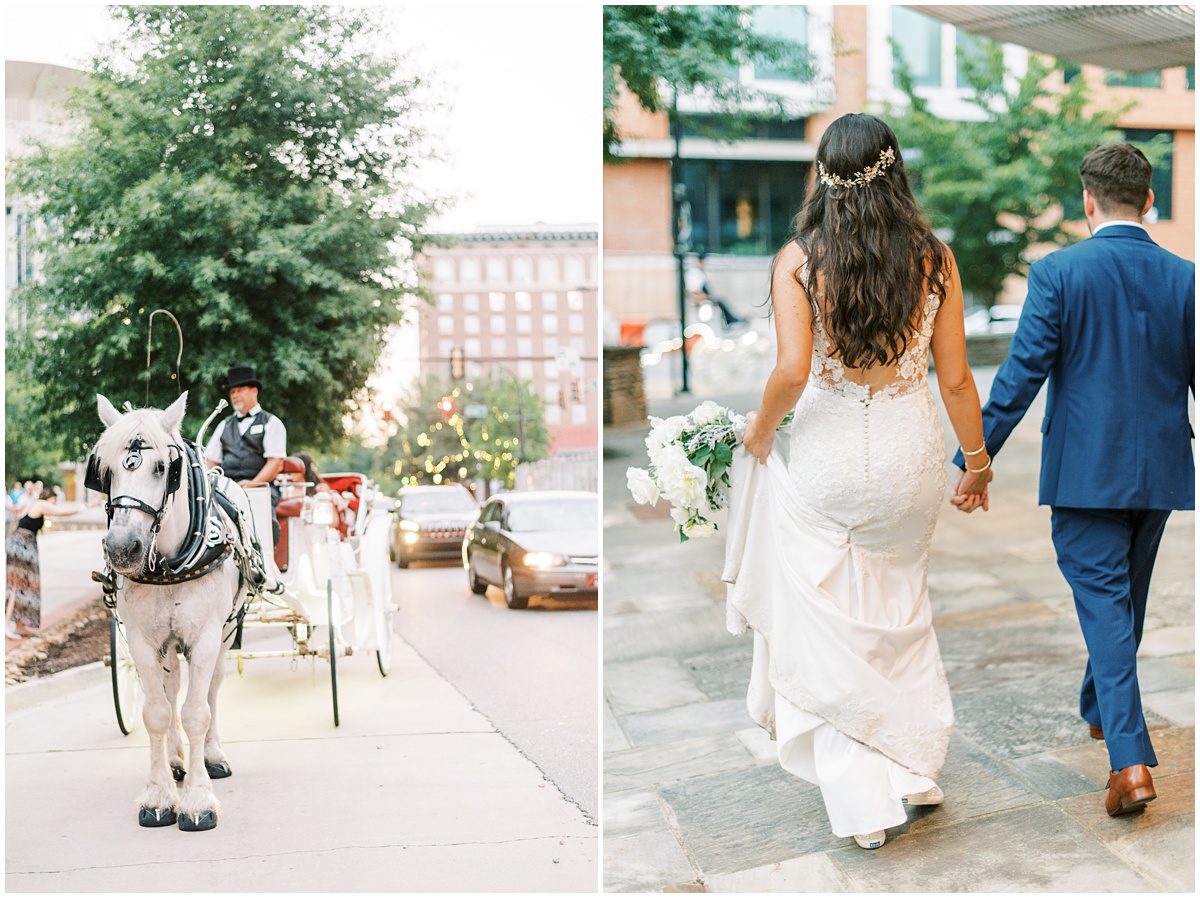 Horse and carriage wedding exit in Greenville, SC 