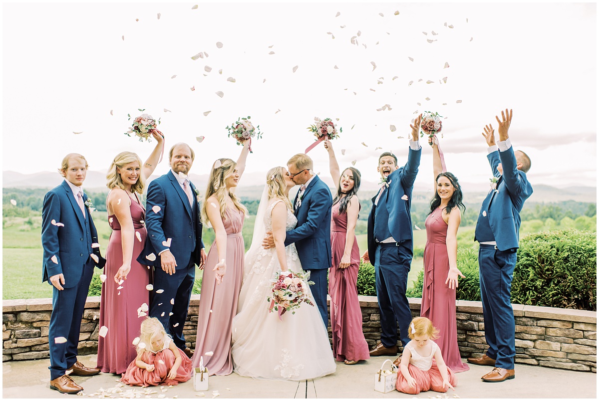 Mauve, pink and navy bridal party