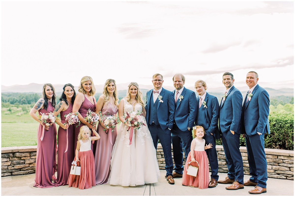 Bridal Party photos with mauve and navy blue