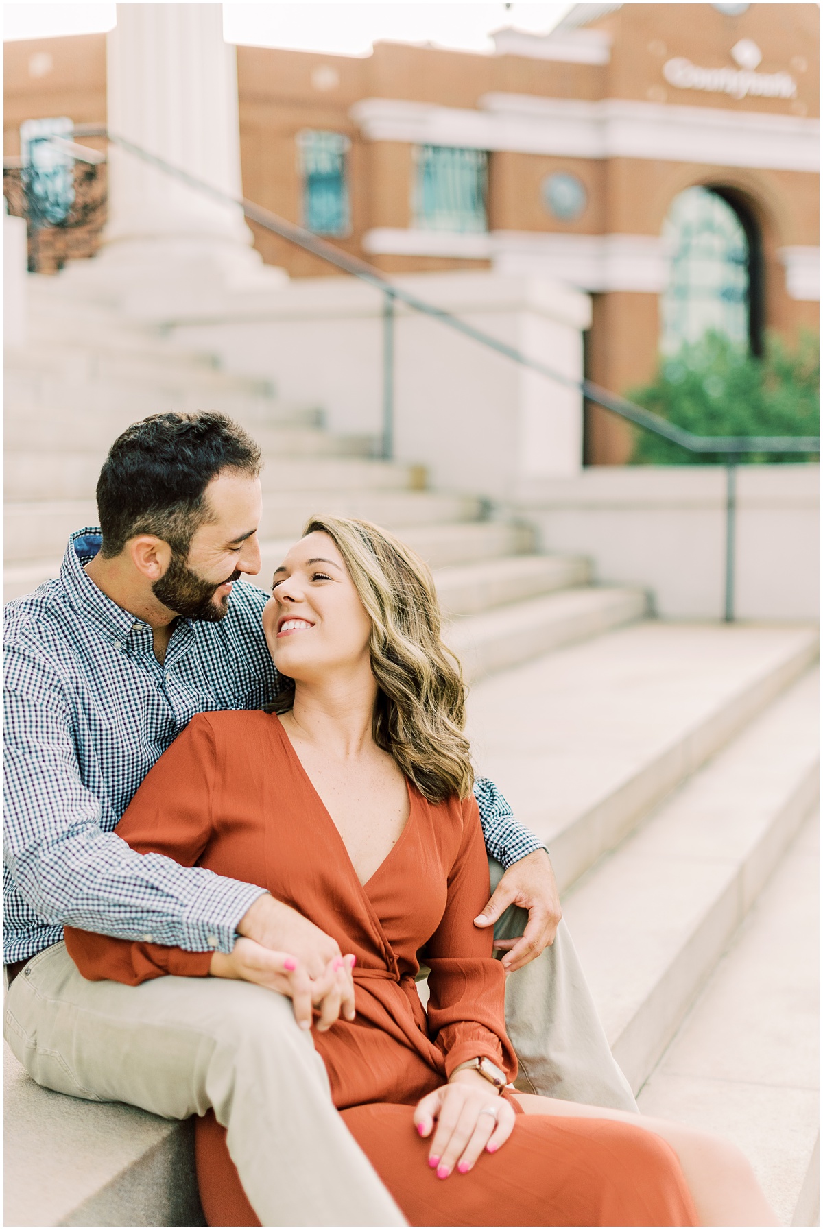 September downtown Greenville engagement session