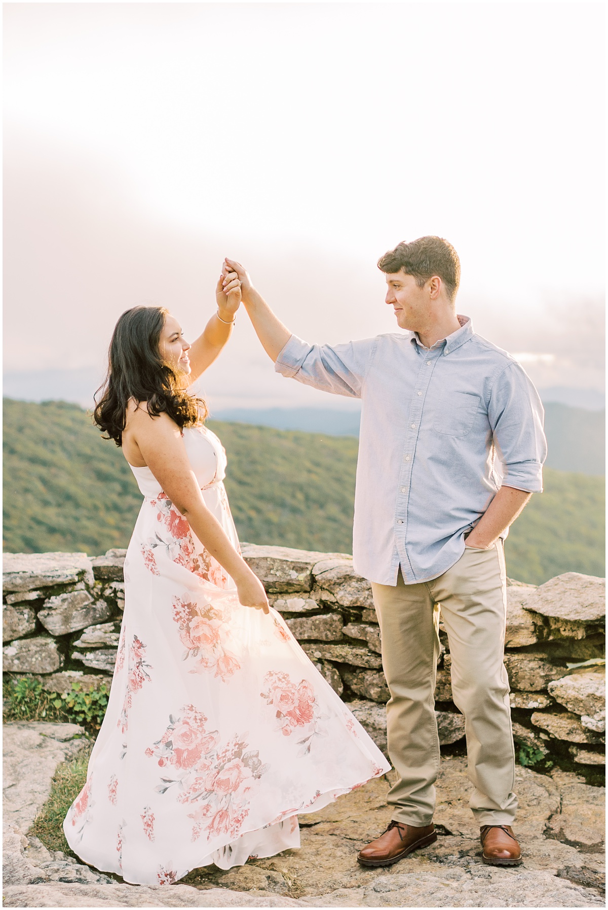 Mountain engagement session during sunset