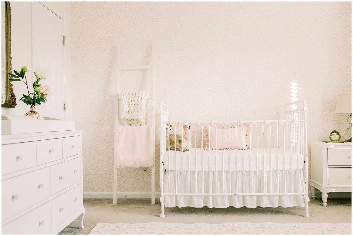 Light pink vintage baby girl nursery