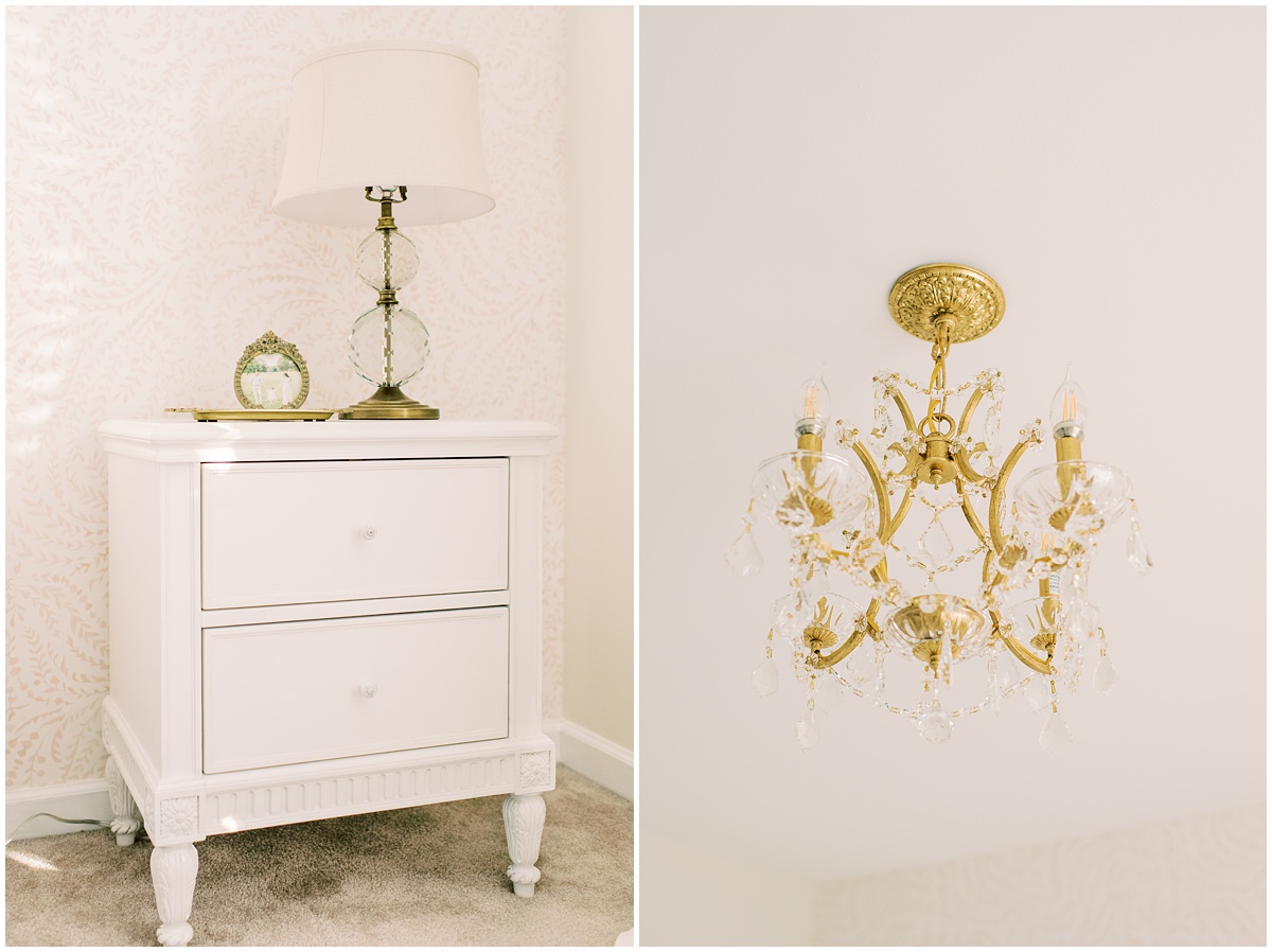 Gold chandelier for girls room