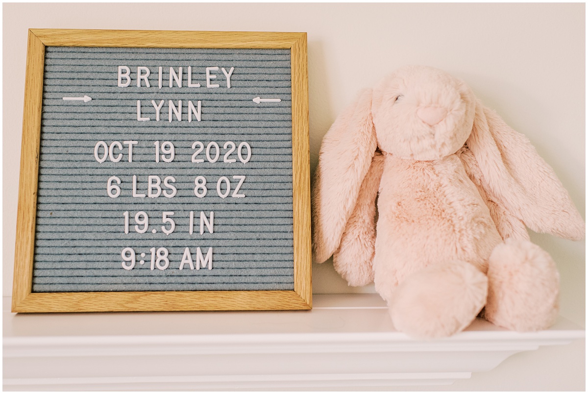 Letterboard sign for baby girl