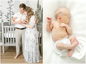 In home lifestyle newborn session photographer, Greenville.