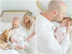 Lifestyle in home newborn photographer in Greenville South Carolina.