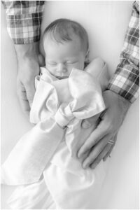 Fine art black and white newborn photography, Greenville.