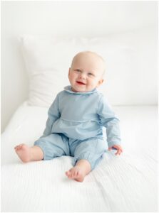 Baby boy studio milestone photo session. Greenville, SC family photographer.