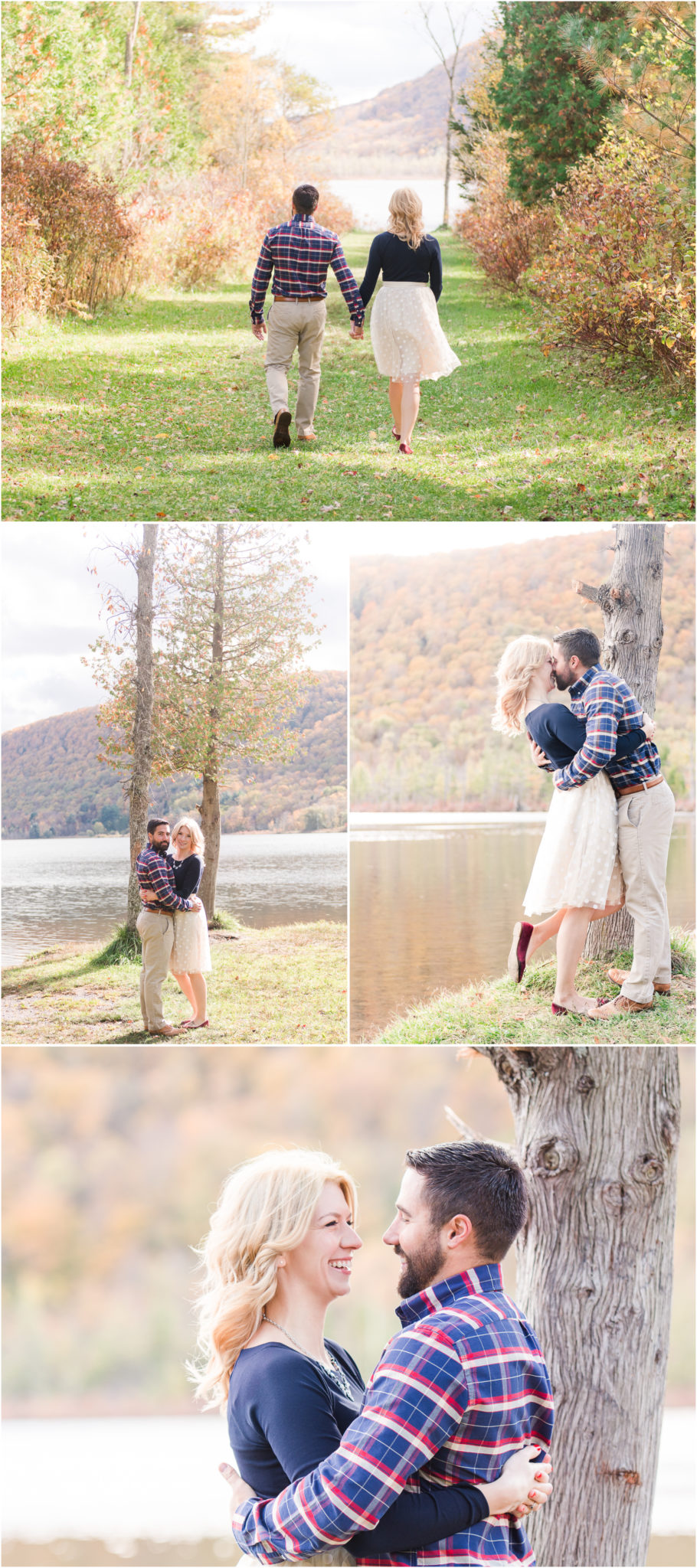 Fall Engagement Session by lake.