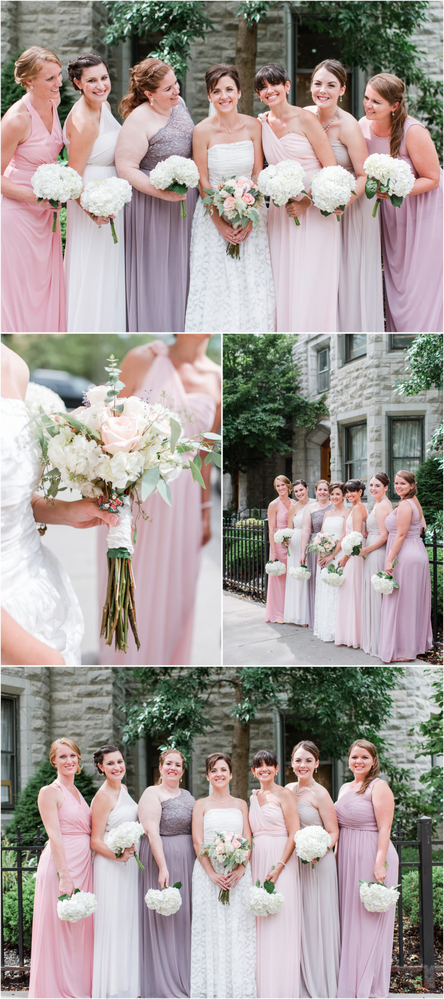 Syracuse NY Wedding different color pastel bridesmaid dresses