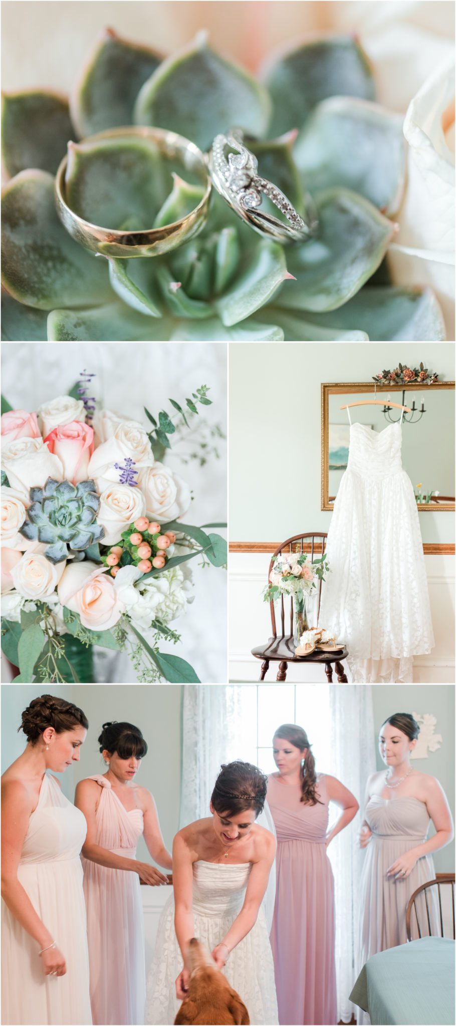 Succulent, eucalyptus, lavender and light pink bridal bouquet